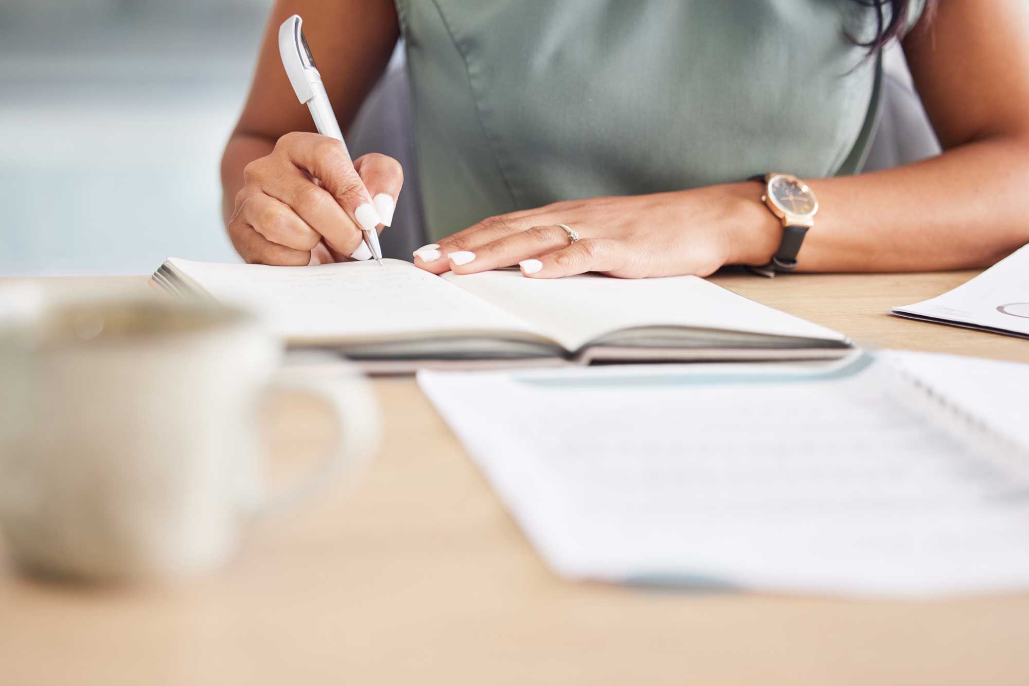 professional writing on a paper