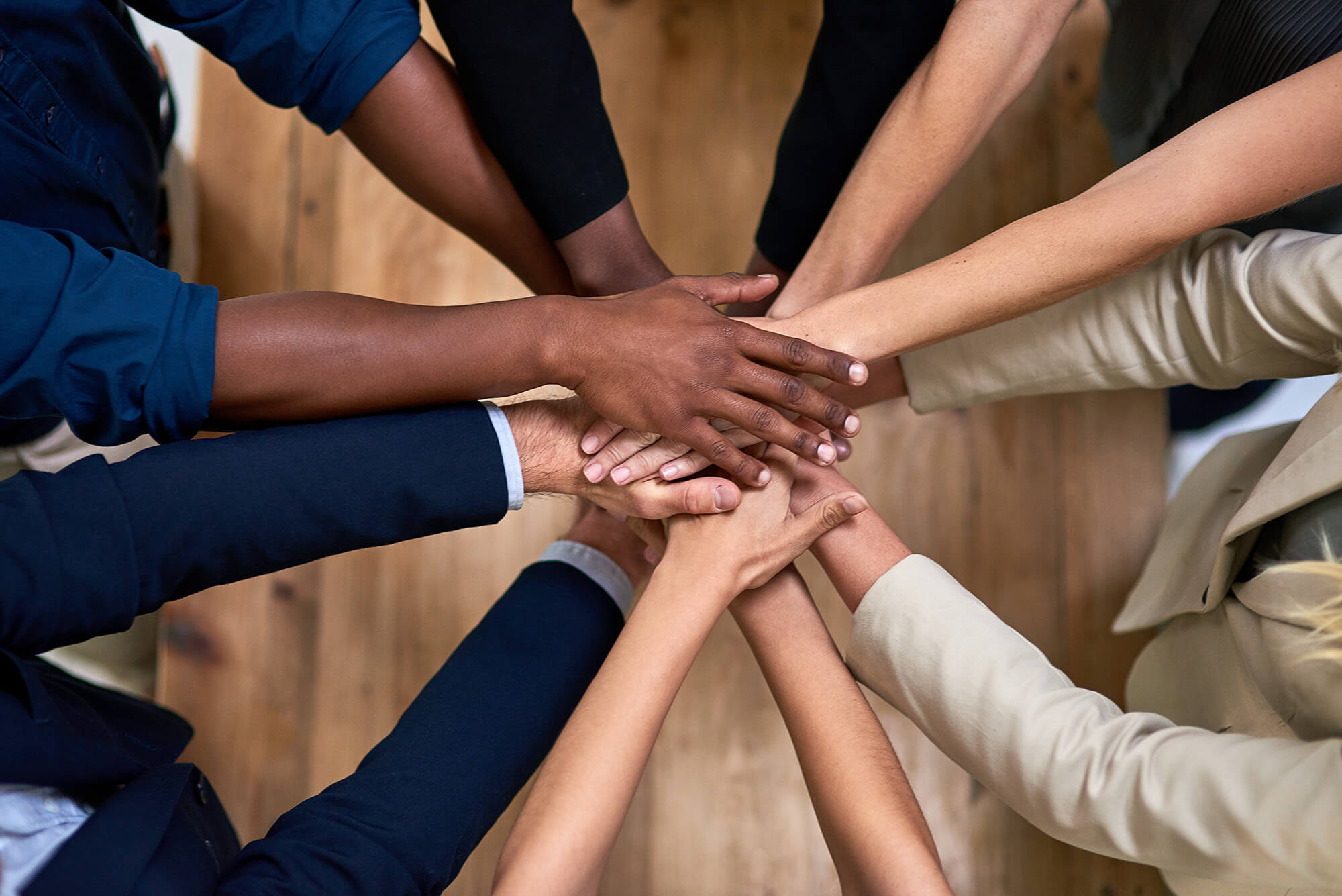 Joined hands for teamwork